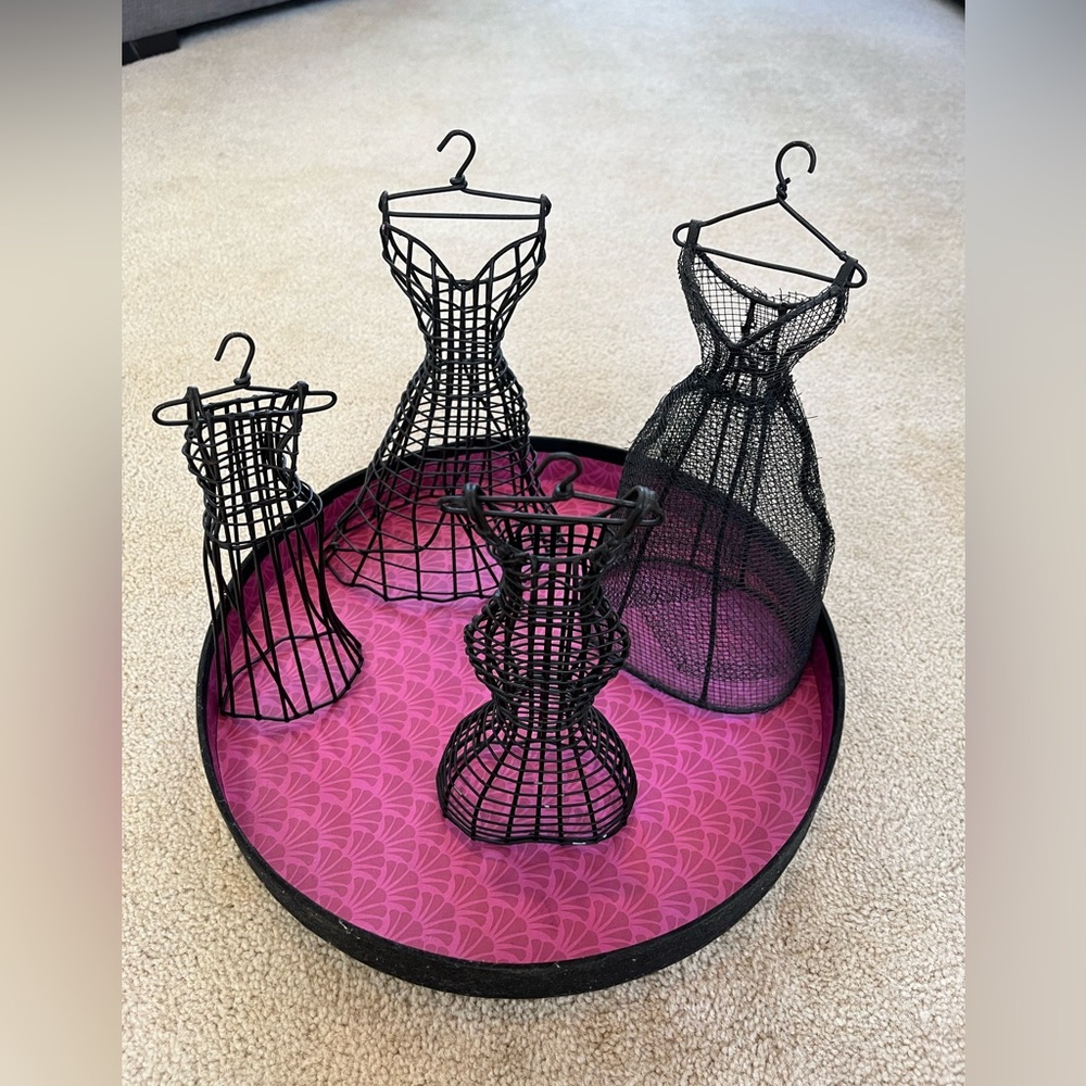 Small Mini black Metal Wire Dress Mannequin home decor sculptures